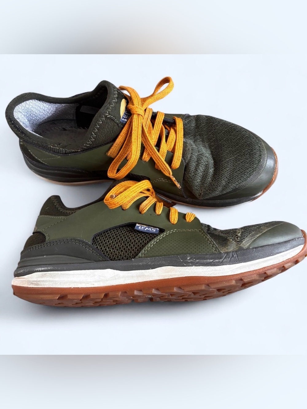 LEMS Mesa trail hiking sneaker wide toe box Olive green Outdoors camping 9.5